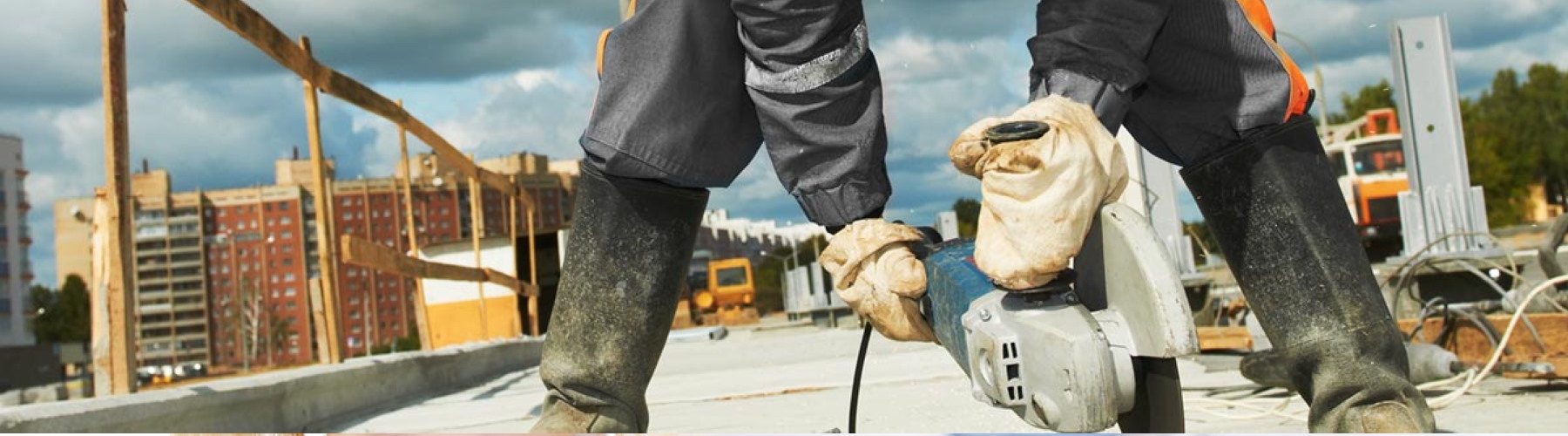 Contractors insurance represented by workers cutting and working